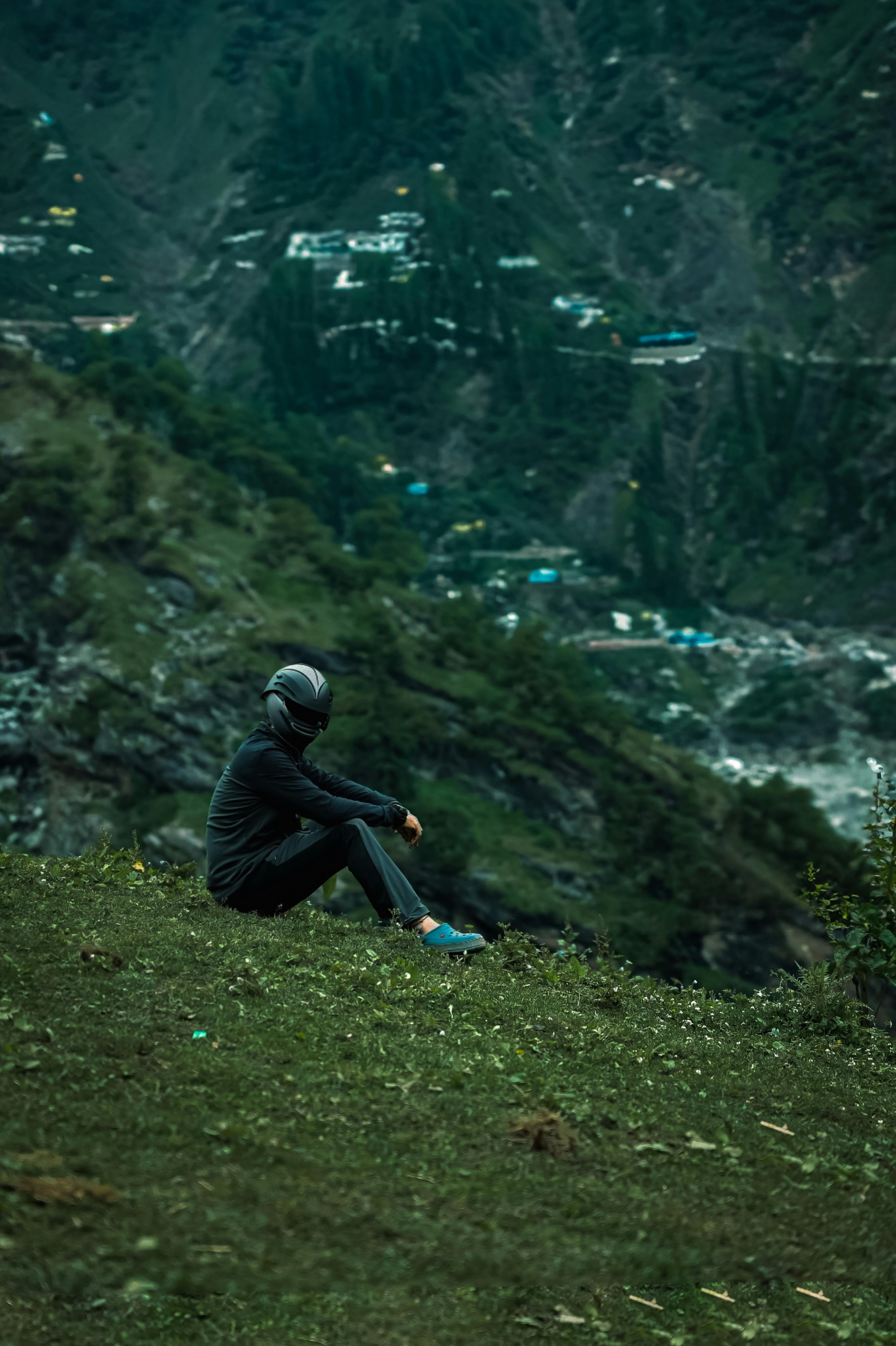 character in the middle of mountains