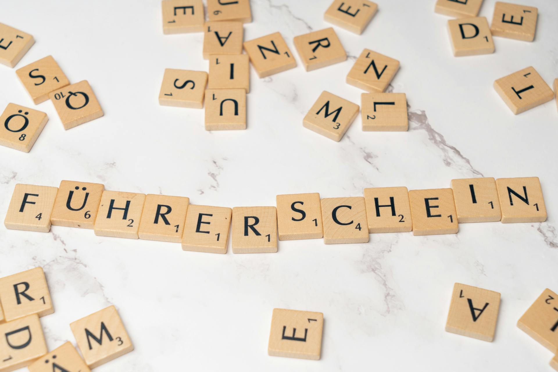 Scrabble letters spelling fuhrerschein