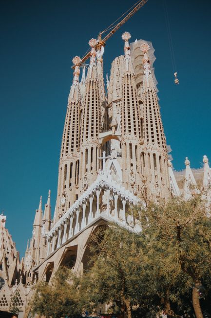 Iconic view of Sagrada Familia, Gaudi's masterpiece in Barcelona, Spain.