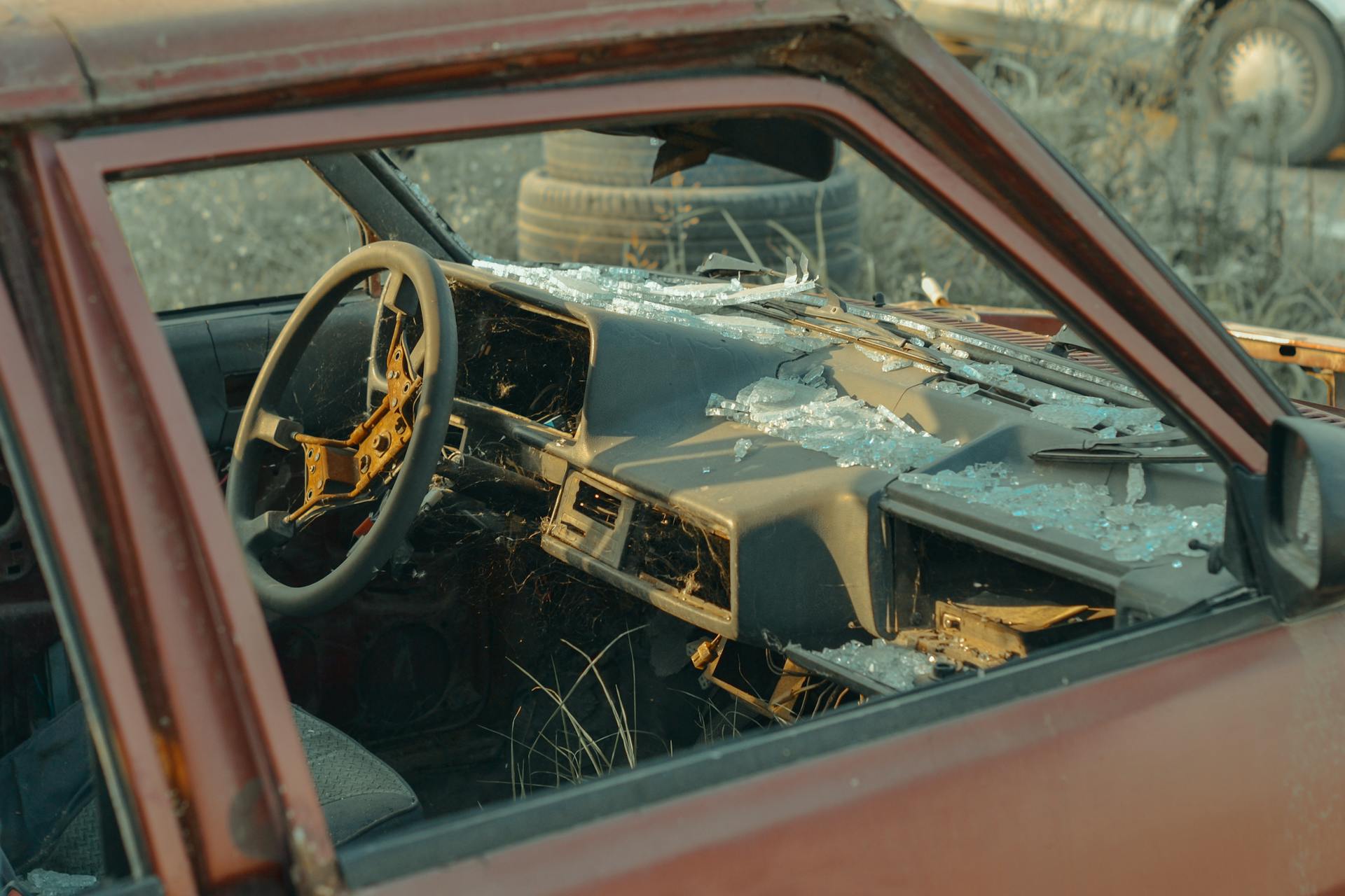 Abandoned, Destroyed Car