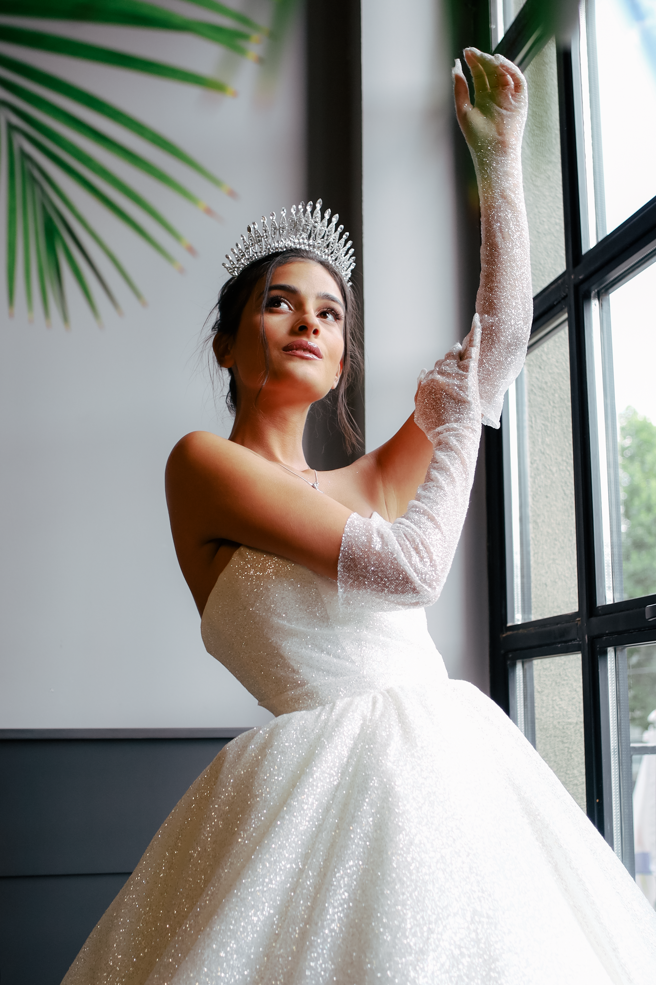 knee length dresses for ladies Few Moda | Pearl Long Bridal Gloves