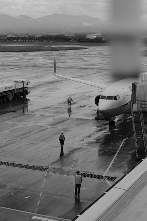 Fotobanka s bezplatnými fotkami na tému čierny a biely, dážď, letisko