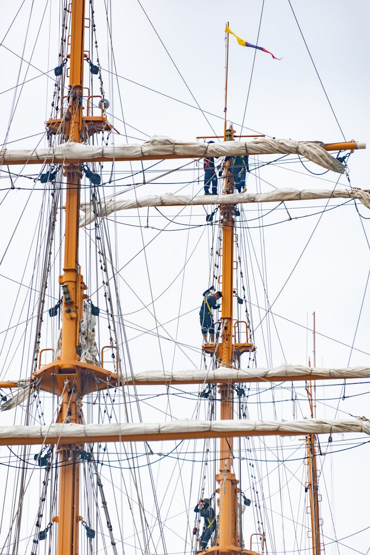 Steel Masts And Rigging Of A Sailing Ship