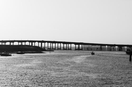 Motorboat Sailing to Bridge