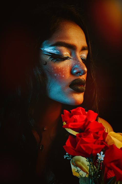 Gratis stockfoto met artistiek, bloemen, creatieve make-up