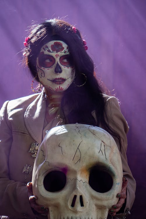 Woman Wearing a Costume and Makeup for the Day of the Dead Celebrations in Mexico 