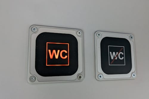 Two signs with the word wc on them