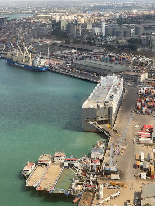 Aerial Panorama of a Cargo Port Terminal