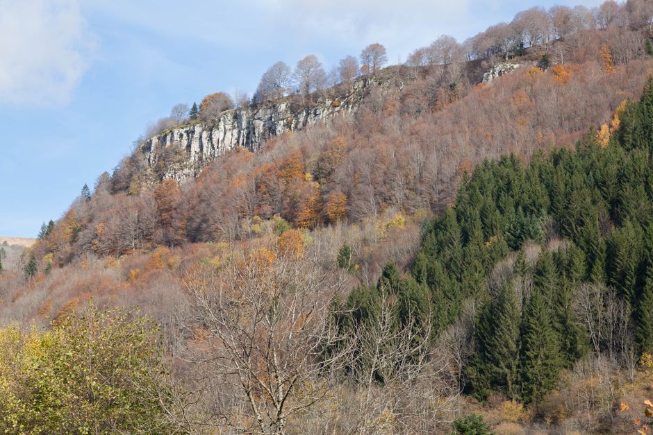 couple hiking mountain landscape france autumn