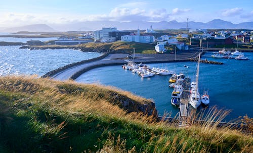 Boats Moored in Harbor of Stykkisholmur