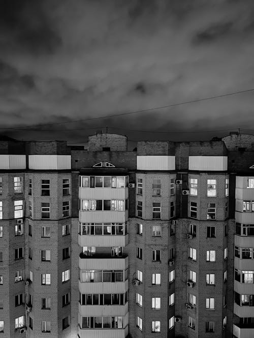 Block of Flats in Black and White