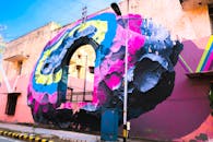 新德里城市墙上的彩色壁画展现了富有想象力的街头艺术
