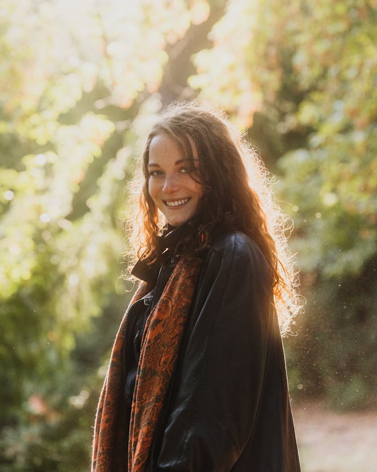 Model In Coat And Scarf