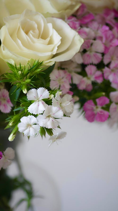 Closeup of a Bouquet of Flowers in a Vase