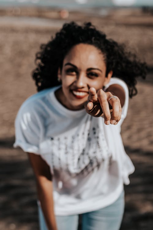 Free Woman Pointing Her Left Finger Stock Photo