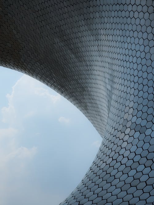 Free Concave Wall of Museo Soumaya in Mexico City Stock Photo
