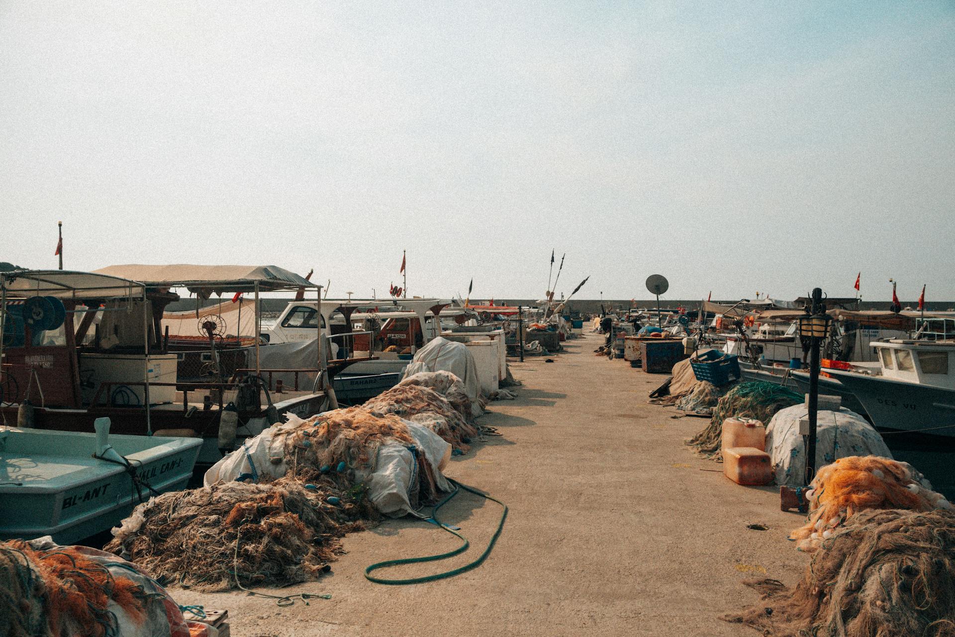 Fishing Nets on the Wharf in the Harbor