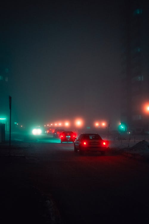 Free Cars on Roadway during Nighttime Stock Photo