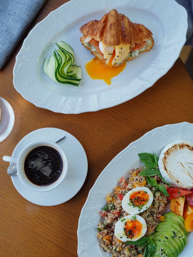 Breakfast And Coffee On The Table 