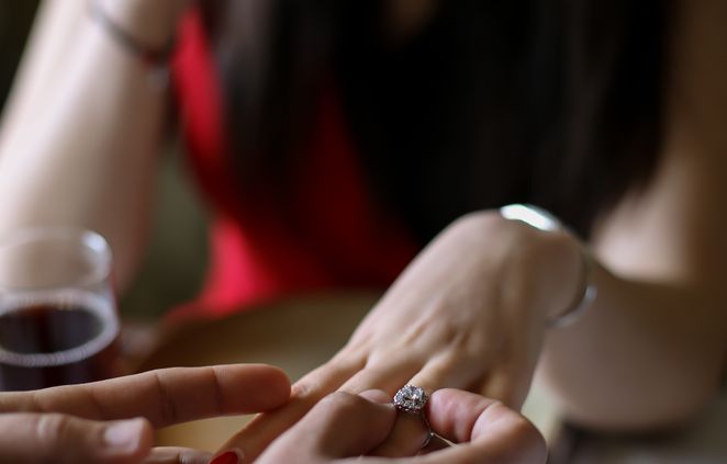 couple using dating app on smartphone