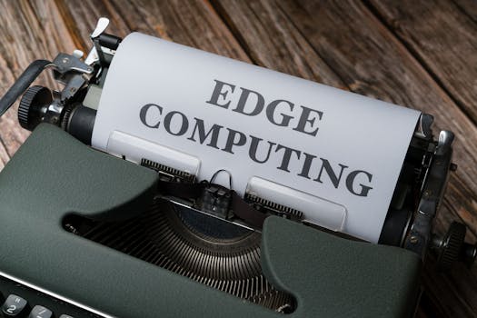 A vintage typewriter displaying the text 'Edge Computing' on paper.