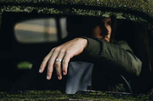 Free Man Inside Car Stock Photo