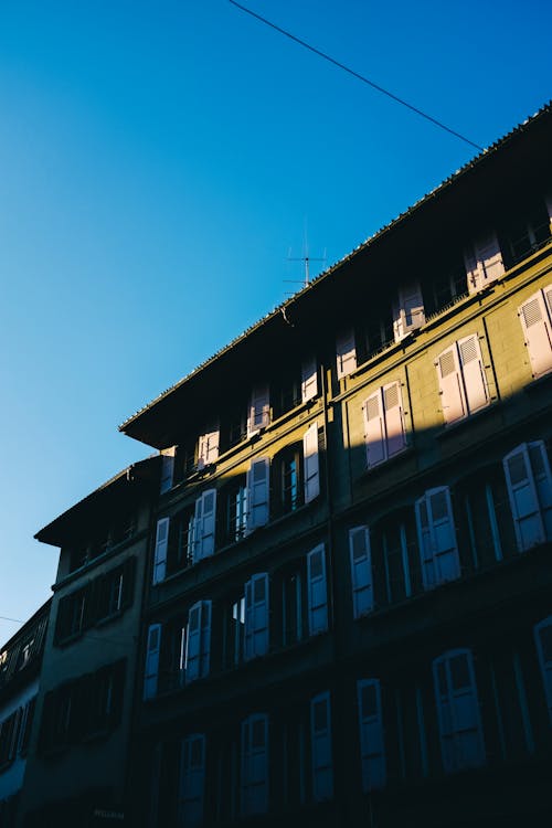 Sunlight Falling onto the Facade of a Residential Building