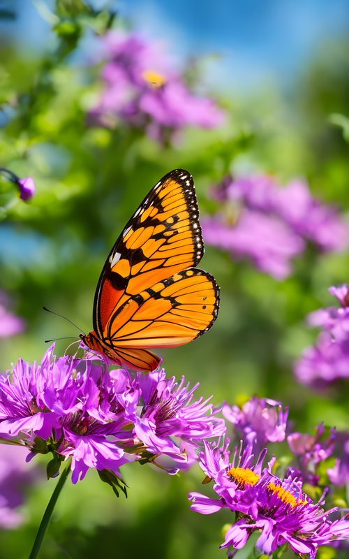 Monarch Butterflies on Purple Flowers · Free Stock Photo