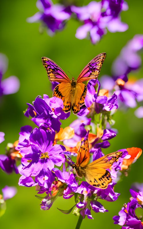 Monarch Butterflies on Purple Flowers