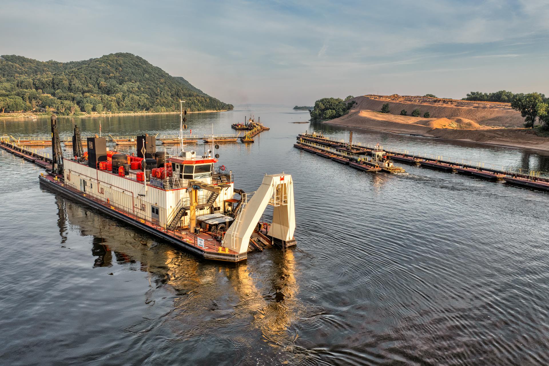 Barge Sailing on Lake
