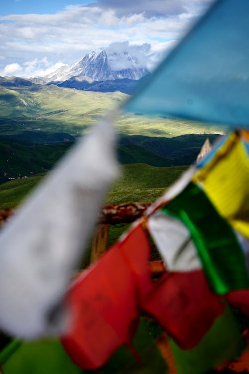 Foto stok gratis Agama Buddha, angin, bendera doa tibetan