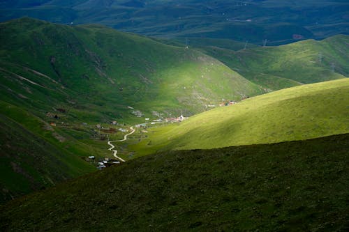 Foto stok gratis bukit, cahaya dan bayangan, hijau