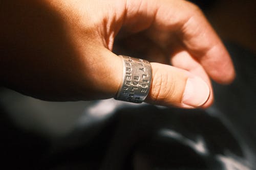 Close-up of a Man Wearing a Ring on the Thumb