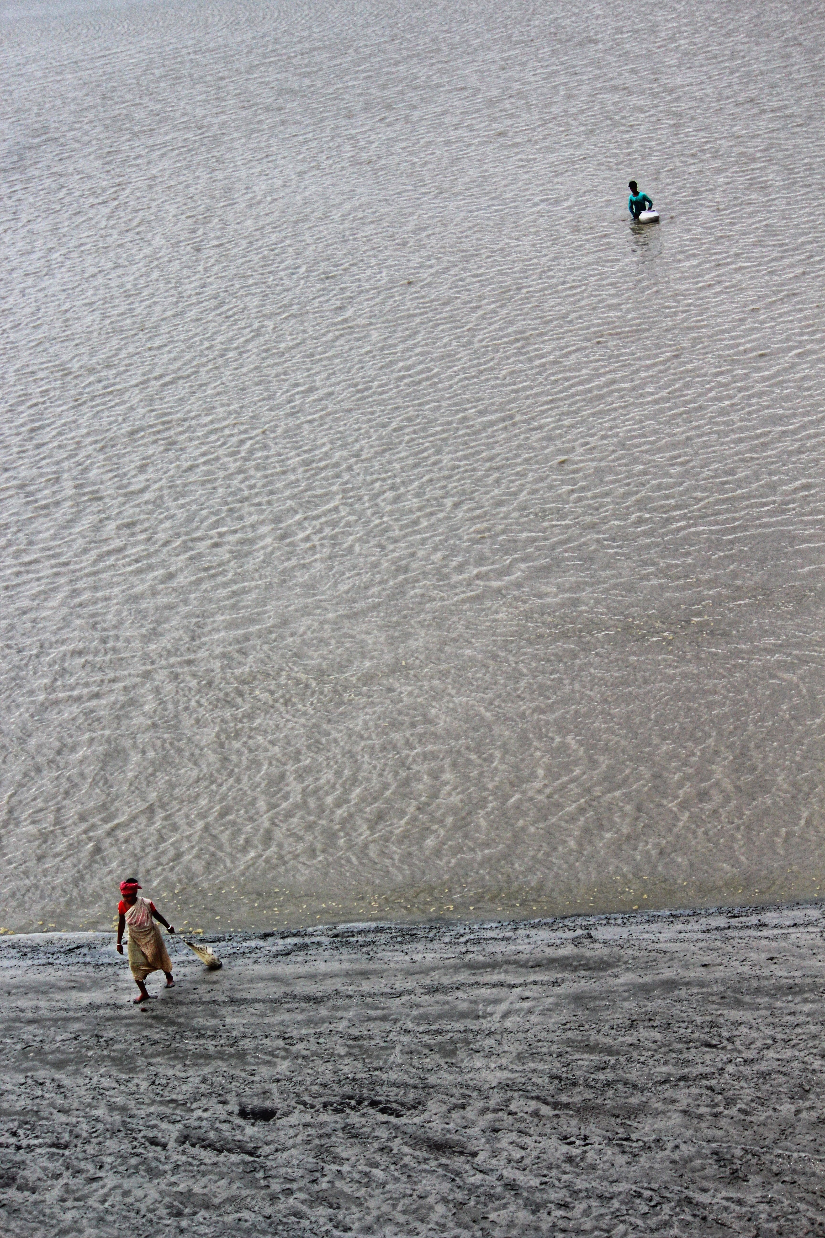 Aerial View of a Person Walking on a Beach · Free Stock Photo