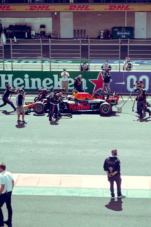 Formula One Team Working during Pit Stop 