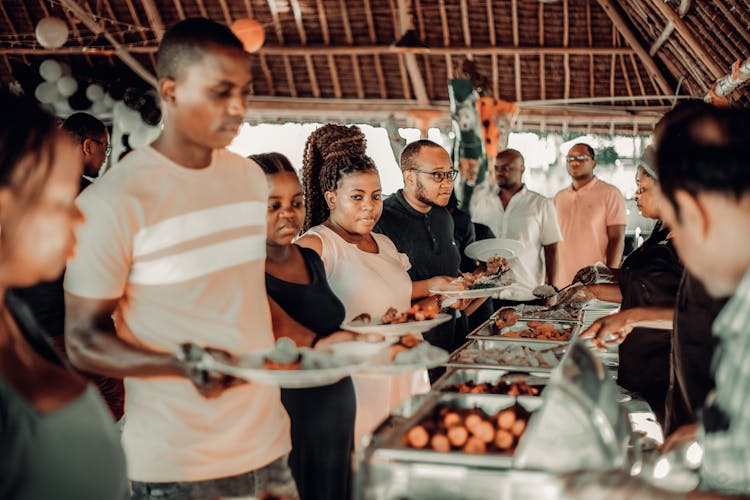 People Queuing For Food