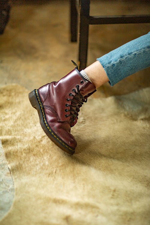 Close Up Photography of Brown Leather Work Boot