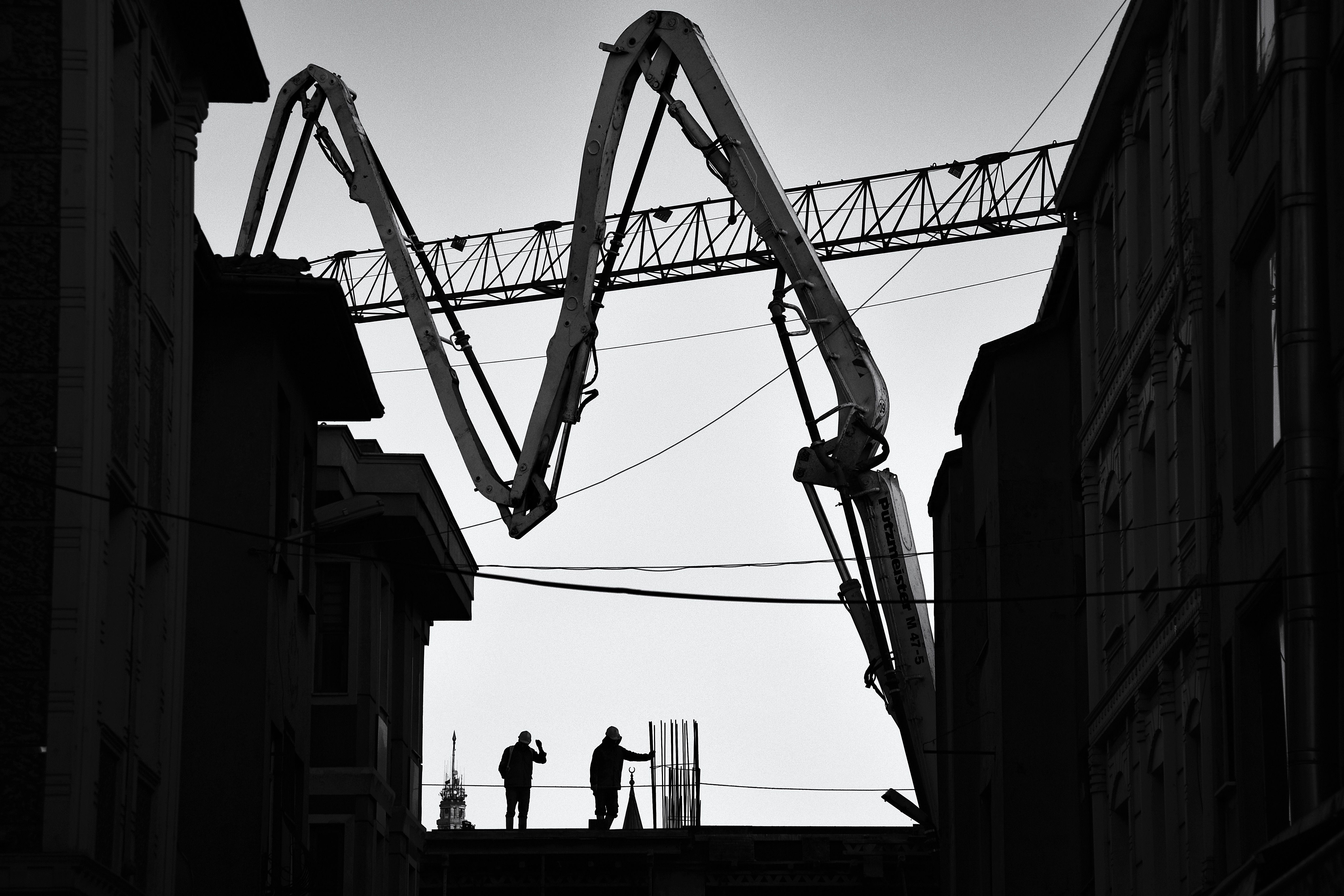 Black and White Picture of Machinery at a Construction Site · Free ...