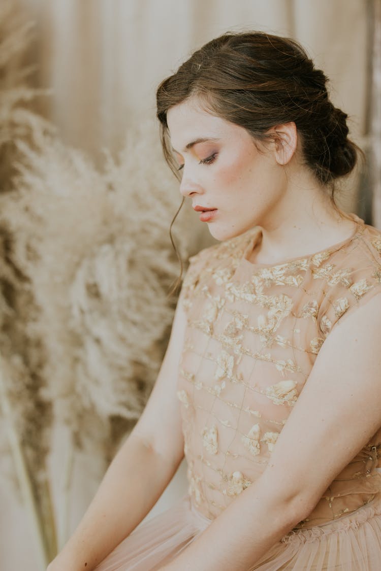 Model In Sepia Dress