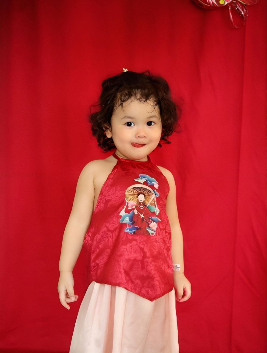Girls Printed Frock, Lawn, detail view