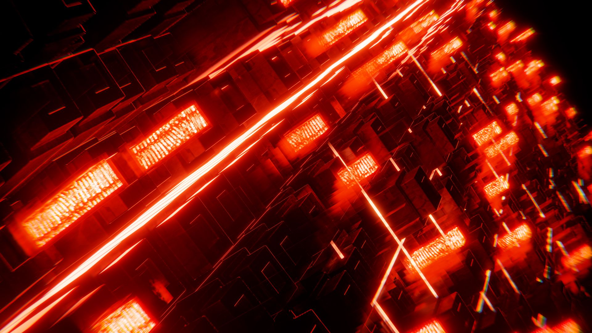 A red glowing light effect on a black background