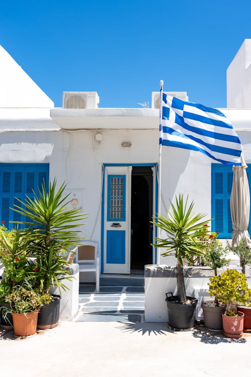 White House with Blue Door and Windows