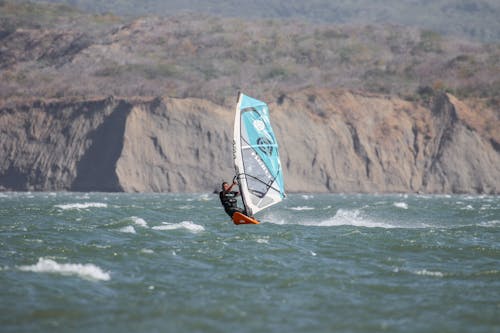 Windsurfer on a Sea by the Cliff