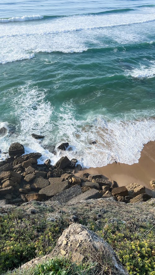 Waves and Rocks on Sea Shore