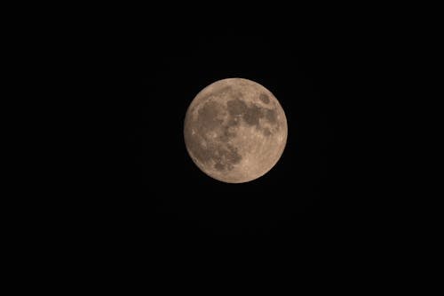 Free Full Moon in the Black Night Sky Stock Photo