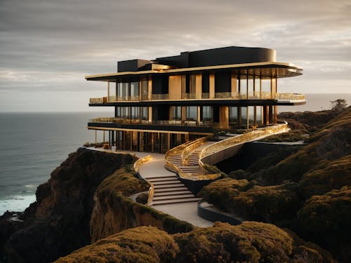 Modern architecture facing the ocean