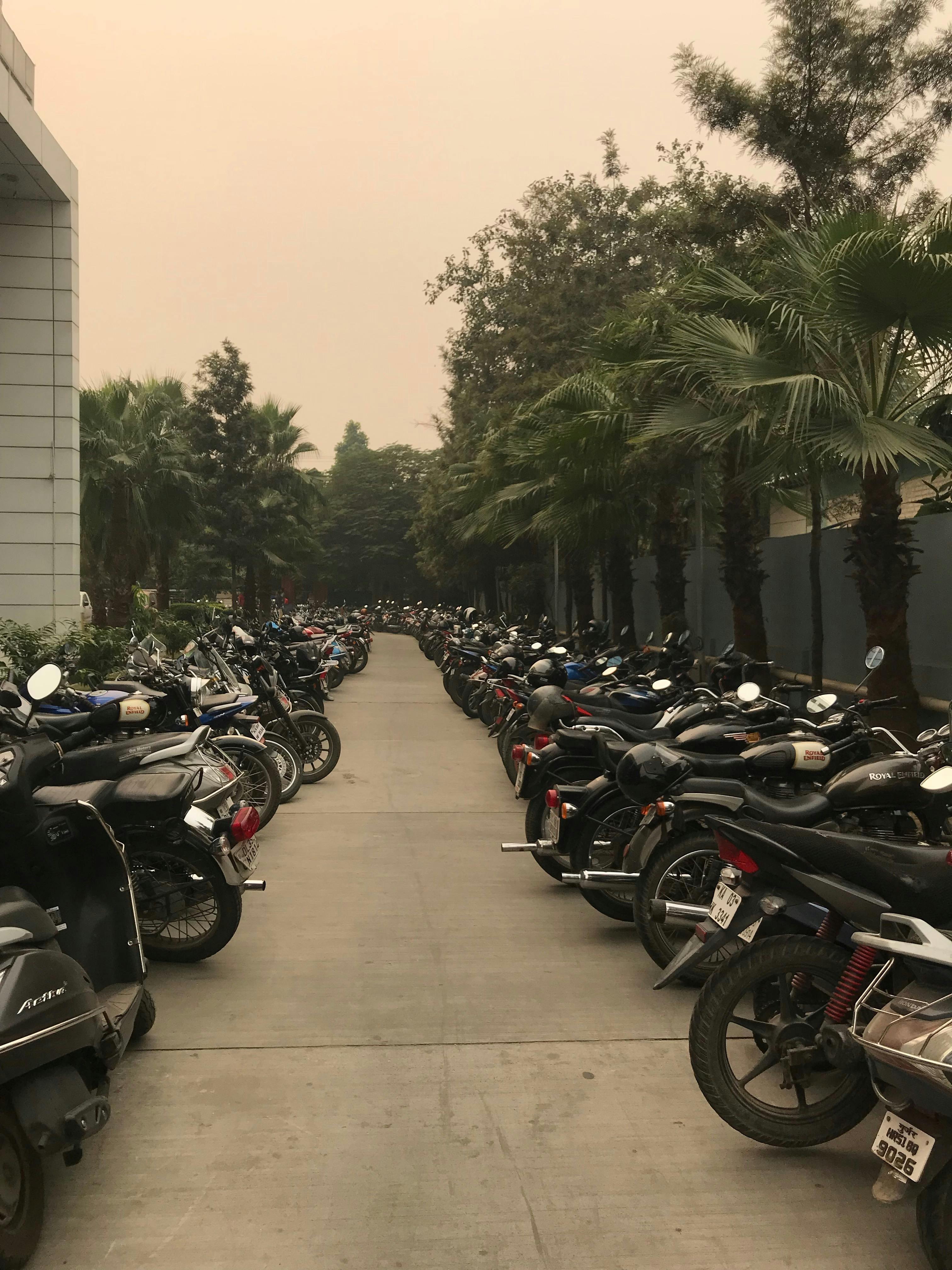 Free stock photo of bikes, parking, smog