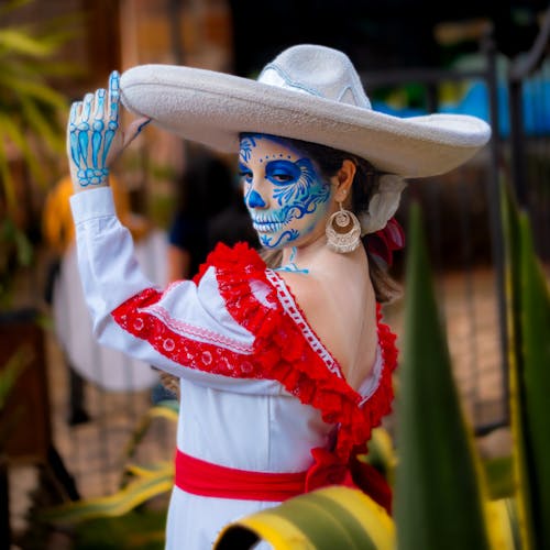 Gratis lagerfoto af catrina, de dødes dag, hvid sombrero