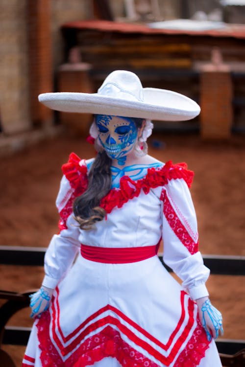 Woman Wearing Traditional Mexican Costume 
