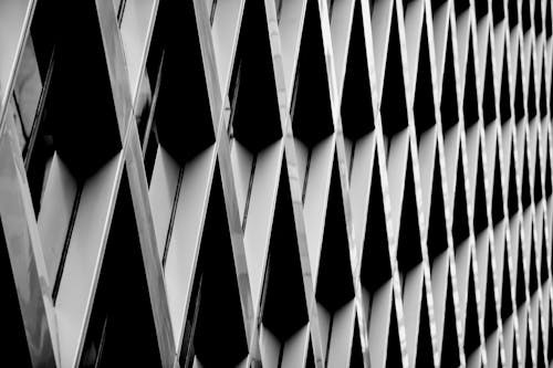 Black and White Shot of a Metal Fence